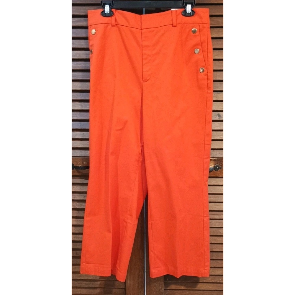 Ann Taylor Bright Orange Cropped Wide-Leg Pants